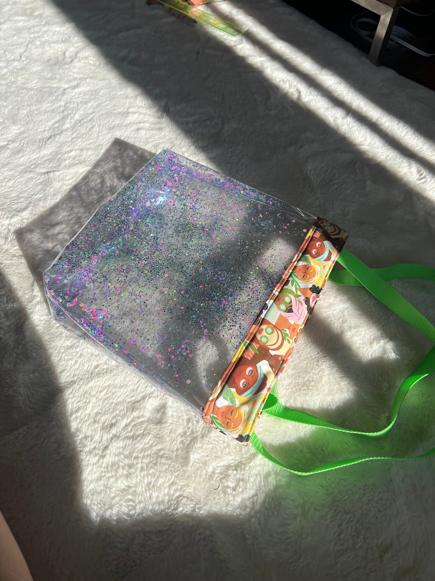 Clear glitter tote best sale bag
